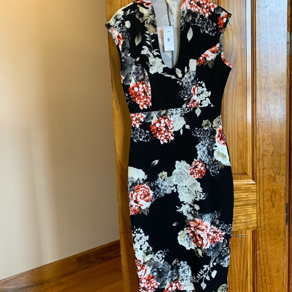 Floral Bodycon Midi Dress